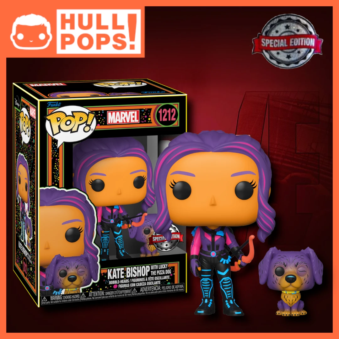 FUNKO #1212 - Marvel - Kate Bishop With Lucky Black Light Exclusive 3 FUNKO #1212 - Marvel - Kate Bishop With Lucky Black Light Exclusive