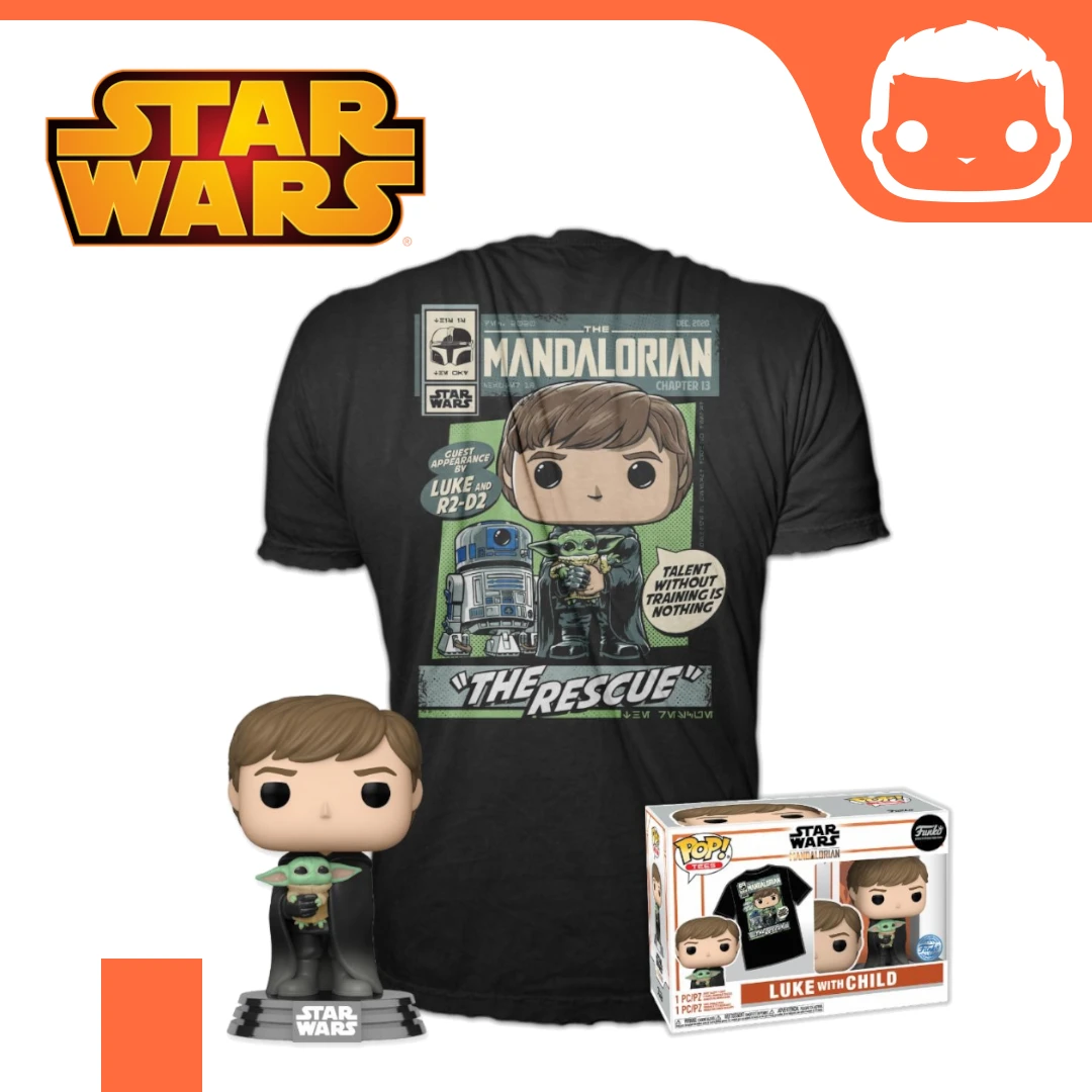 FUNKO #482 - Star Wars - Luke With Grogu Exclusive Pop! & Tee Set 3 FUNKO #482 - Star Wars - Luke With Grogu Exclusive Pop! & Tee Set