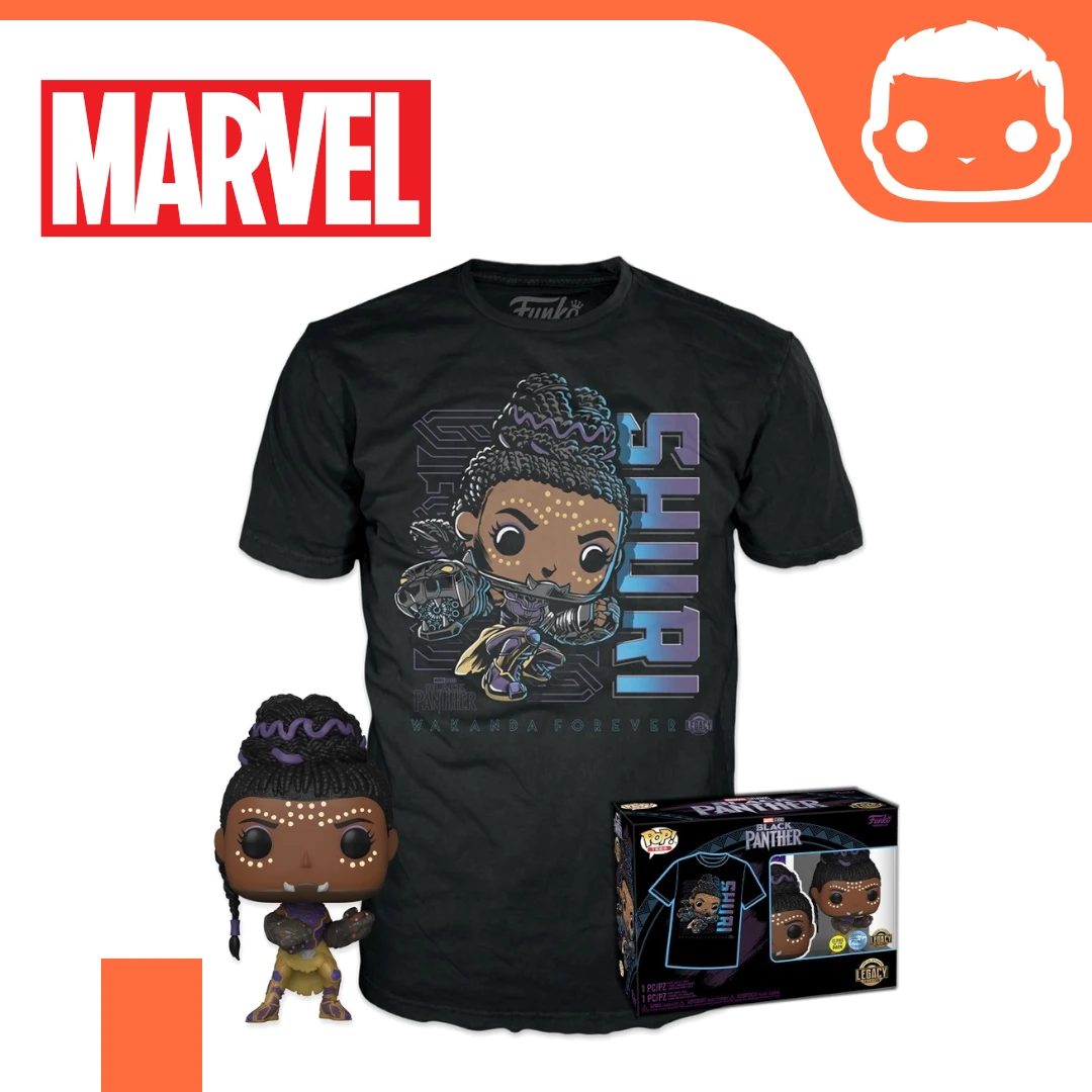 FUNKO #876 - Marvel BPWF - Shuri GITD Exclusive Pop! & Tee Set 3 FUNKO #876 - Marvel BPWF - Shuri GITD Exclusive Pop! & Tee Set