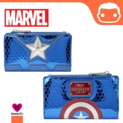 LOUNGEFLY Marvel Shine Captain America Cosplay Flat Wallet