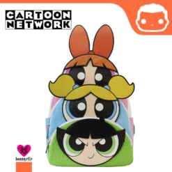 LOUNGEFLY Cartoon Network Power Puff Girls Triple Pocket Mini Backpack