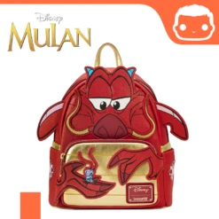 LOUNGEFLY Disney Mulan 25th Anniversary Mushu Glitter Cosplay Mini Backpack
