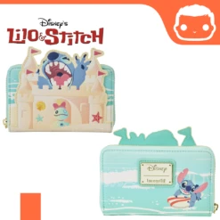 LOUNGEFLY Disney Stitch Sandcastle Beach Surprise Zip Around Wallet